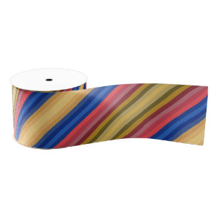 Colorful Spring And Summer Fashion Show Stripes Grosgrain Ribbon