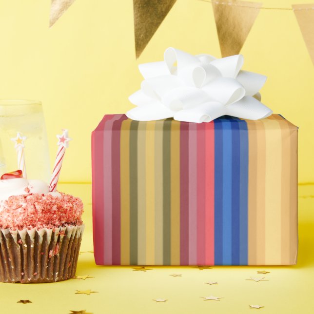 Colorful Spring And Summer Fashion Show Stripes Wrapping Paper (Birthday Party)