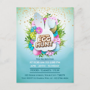 Colorful Spring Bunny Easter Egg Hunt Event Announcement Postcard