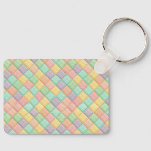 Colorful spring/Easter vintage patchwork quilt Keychain