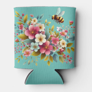 Colorful, Spring/Floral bee Can Cooler