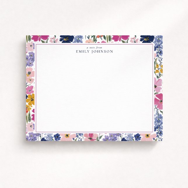 Colorful Spring Floral Border Note Card (Creator Uploaded)