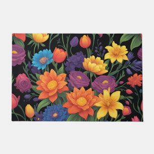 Colorful spring floral design doormat