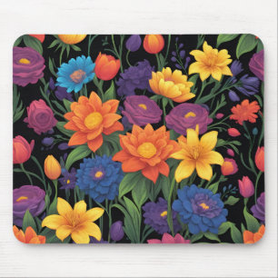 Colorful spring floral design mouse pad