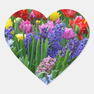 Colorful spring flower garden heart sticker