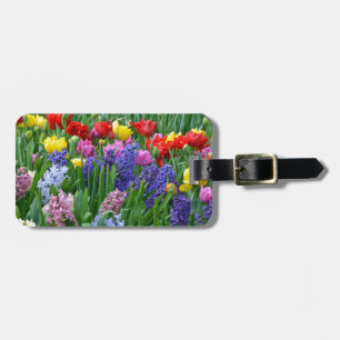 Colorful spring flower garden luggage tag