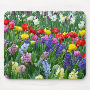 Colorful spring flower garden mouse pad