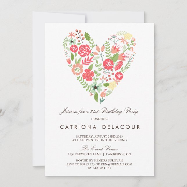 COLORFUL SPRING FLOWERS BIRTHDAY PARTY INVITATION (Front)