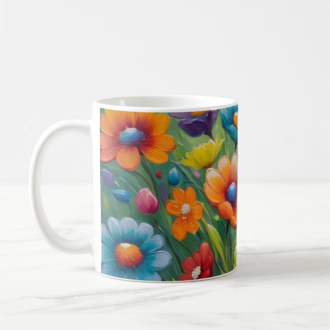 Colorful spring flowers coffee mug (Left)