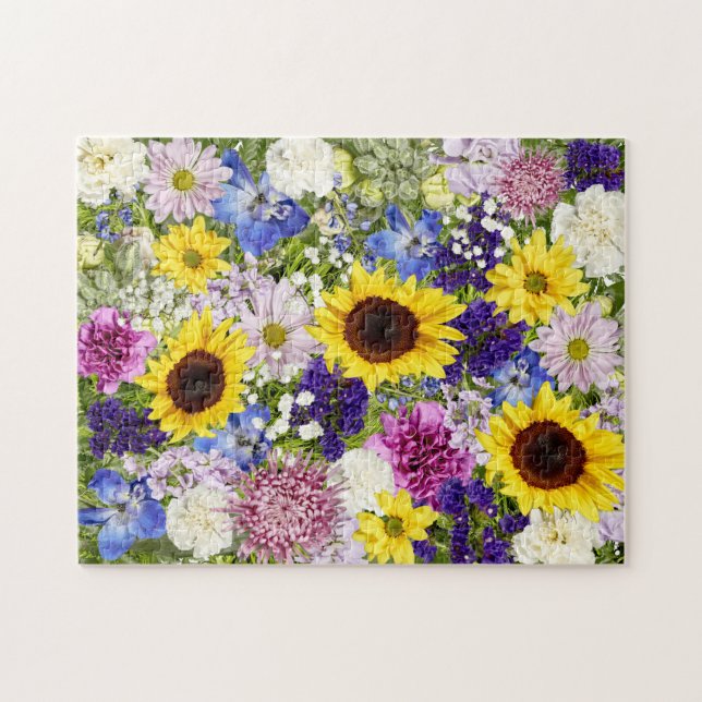 Colorful Spring Flowers Floral Collage Photo Jigsaw Puzzle (Horizontal)