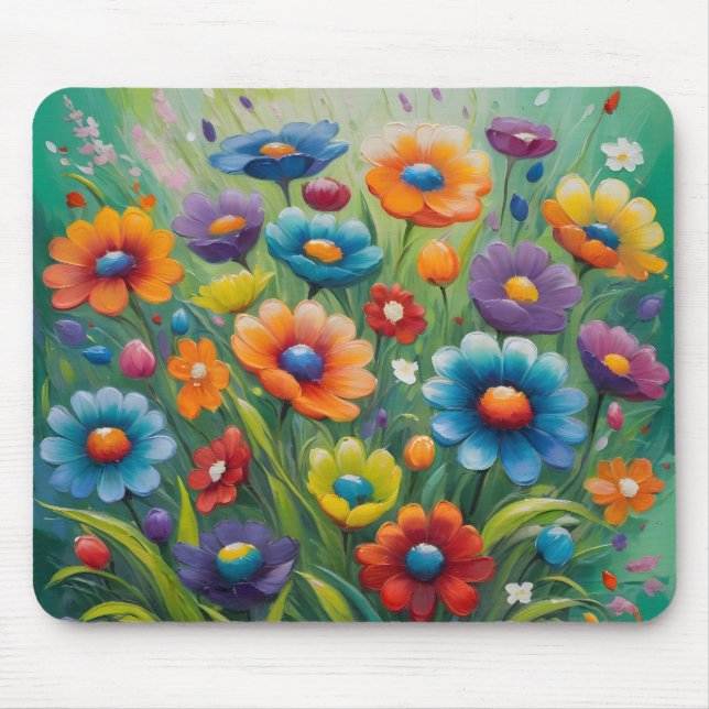 Colorful spring flowers mouse pad (Front)