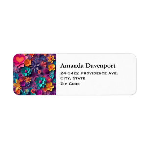 Colorful Spring Flowers Pattern Address