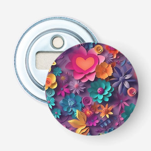 Colorful Spring Flowers Pattern Bottle Opener