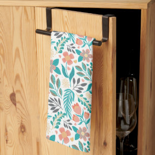 Colorful spring flowers pattern kitchen towel