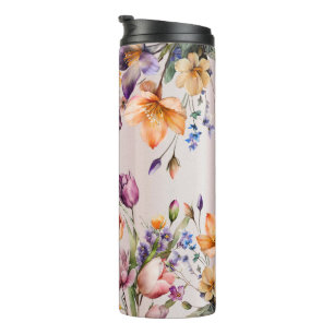 Colorful Spring Flowers Thermal Tumbler