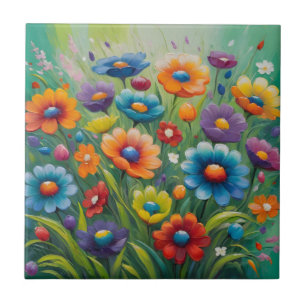 Colorful spring flowers tile