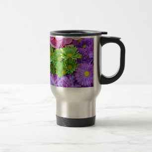 Colorful spring flowers travel mug