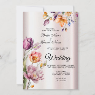Colorful Spring Flowers Wedding Invitation