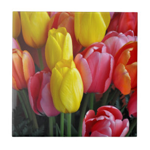 Colorful spring tulips bouquet tile