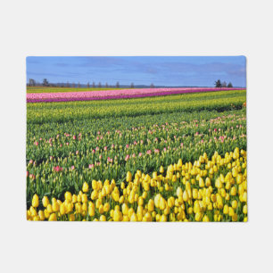 Colorful spring tulips doormat