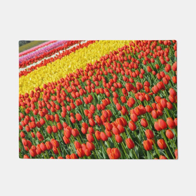 Colorful spring tulips doormat (Front)