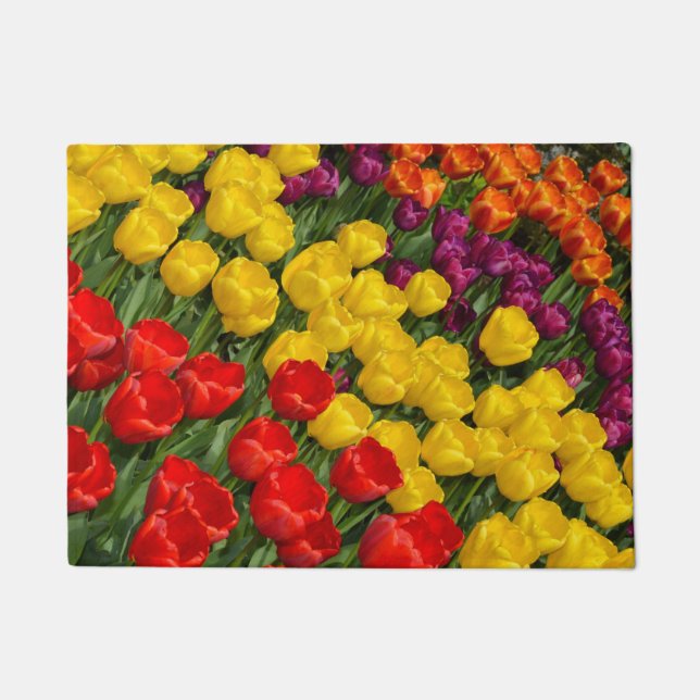 Colorful spring tulips doormat (Front)