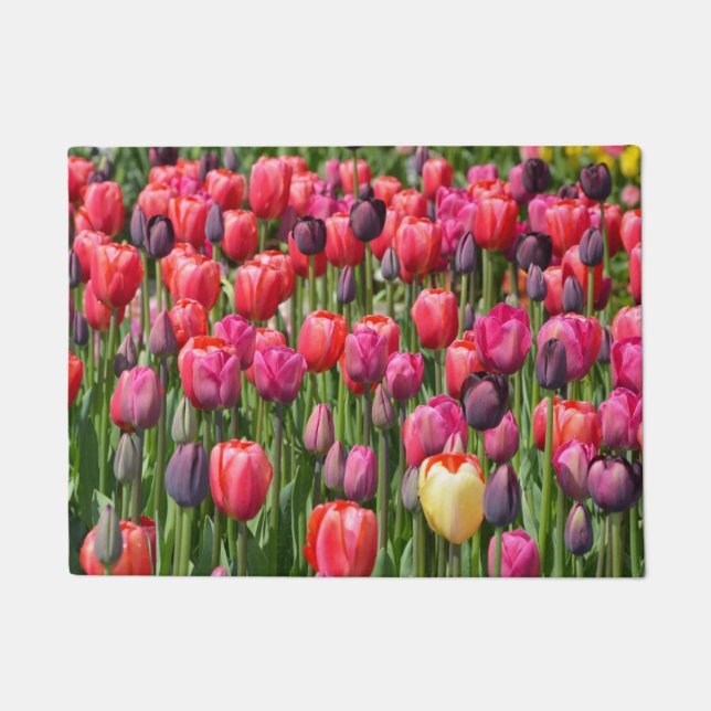Colorful spring tulips doormat (Front)