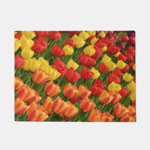 Colorful spring tulips doormat