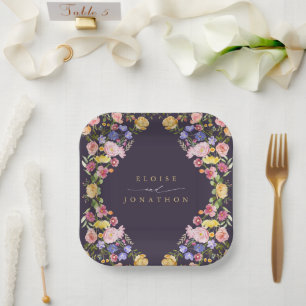 Colorful Spring Wildflower Meadow Garden Wedding Paper Plate