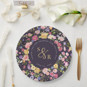 Colorful Spring Wildflower Meadow Garden Wedding Paper Plate