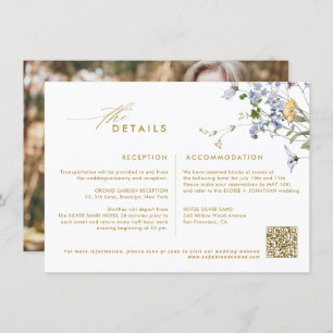 Colorful Spring Wildflower Meadow Gold Wedding  Enclosure Card