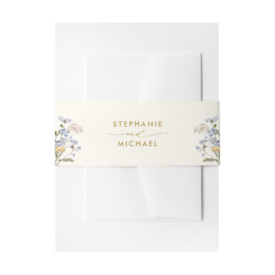 Colorful Spring Wildflower Meadow Gold Wedding  Invitation Belly Band