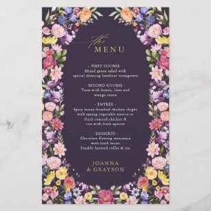 Colorful Spring Wildflower Meadow  Wedding Menu