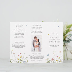 Colorful Spring Wildflower Meadow  Wedding Program