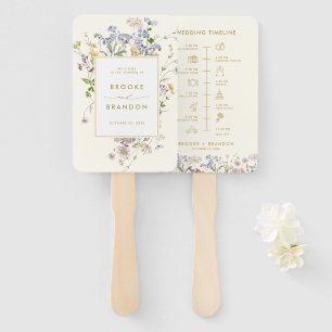 Colorful Spring Wildflower Meadow wedding Timeline Hand Fan