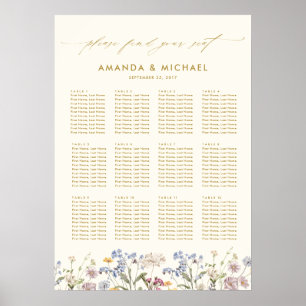 Colorful Spring Wildflower Wedding Seating Chart