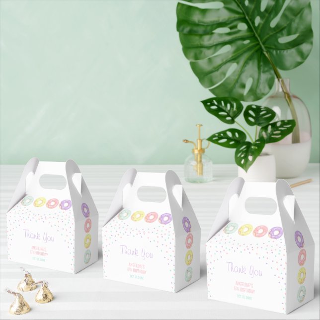 Colorful Sprinkle Sweet Donuts Kids Birthday Favor Box (Multiple)