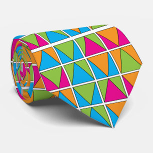 Colorful Square Triangle Geometric Tie