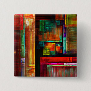 Colorful Squares Modern Abstract Art Pattern #04 2 Inch Square Button