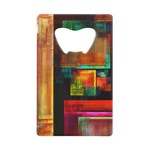 Colorful Squares Modern Abstract Art Pattern #04 Credit Card Bottle Opener
