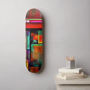 Colorful Squares Modern Abstract Art Pattern #04 Skateboard