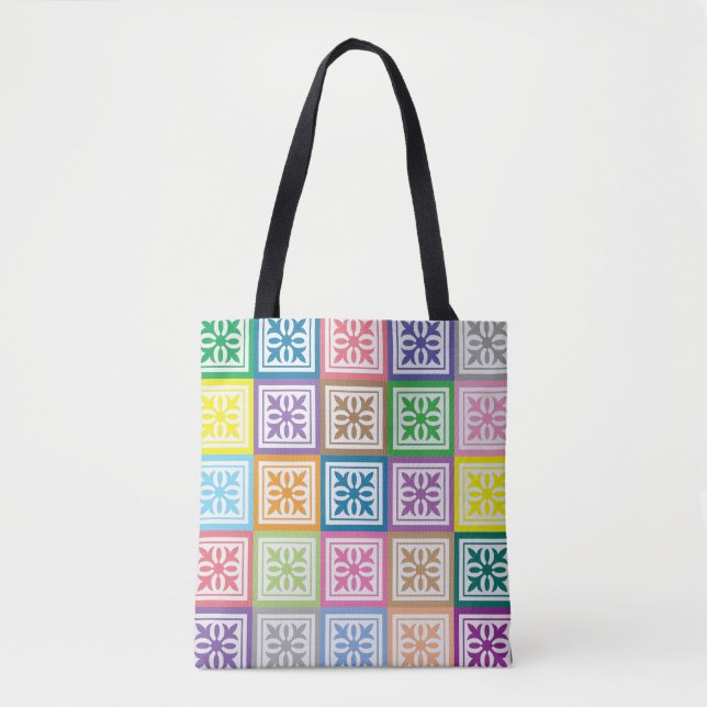 Colorful squares pattern tote bag (Front)
