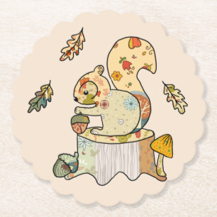 colorful squirrel  paper coaster