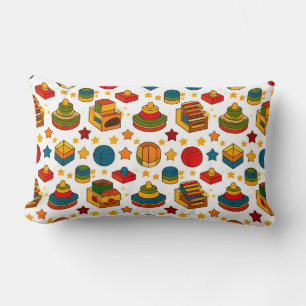 Colorful Stacking Toys and Shapes Pattern for Kids Lumbar Pillow