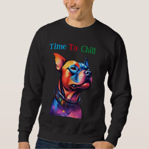 Colorful Staffy Bull Terrier Cyberpunk Design, Sweatshirt