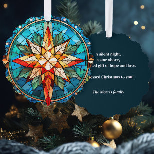 Colorful Stained Glass Christmas Star Ornament Card
