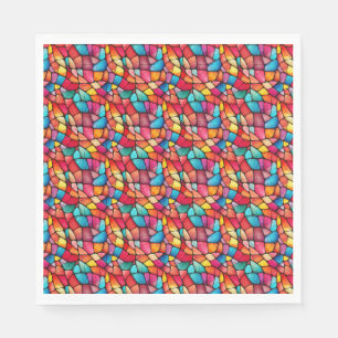 Colorful Stained Glass Pattern background Napkin