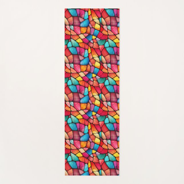Colorful Stained Glass Pattern background Yoga Mat (Front)