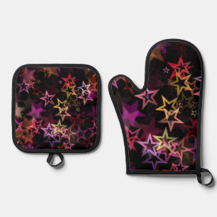 Colorful Stars Dance Whimsically  Oven Mitt & Pot Holder Set