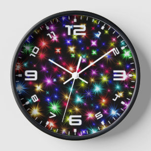 Colorful Stars Fireworks Design-27317 Clock